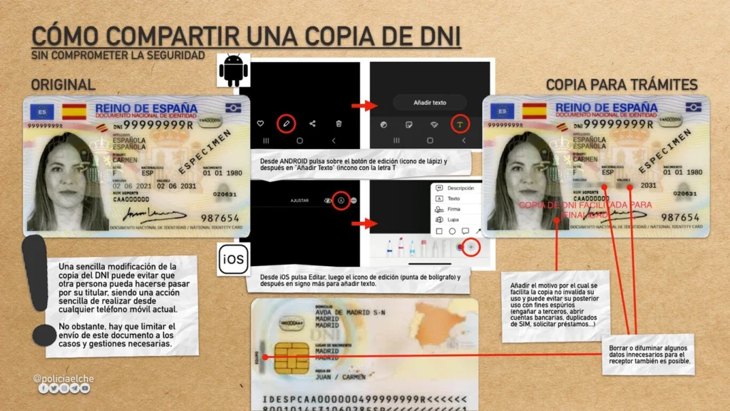 indicaciones de como compartir un dni